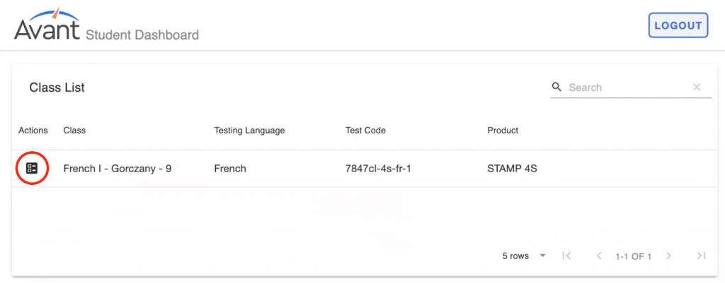 Student dashboard.