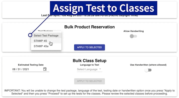 assign test to classes.