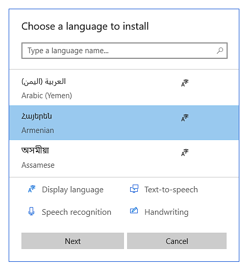 How to install Armenian when using Windows 10 while taking an Avant Assessment Language Proficiency Test