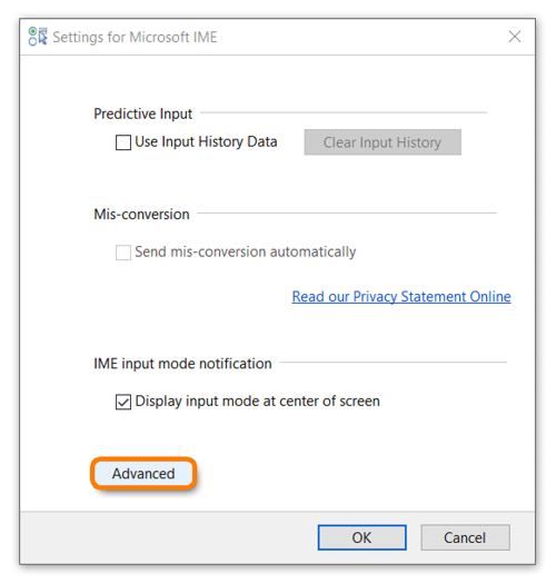 How to use IME input mode notification when using Windows 10 while taking an Avant Assessment Language Proficiency Test