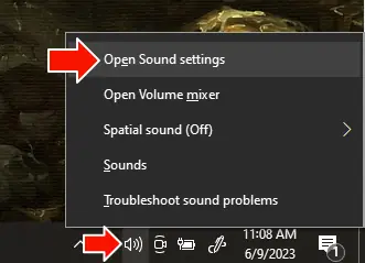 screenshot: right click the audio icon.